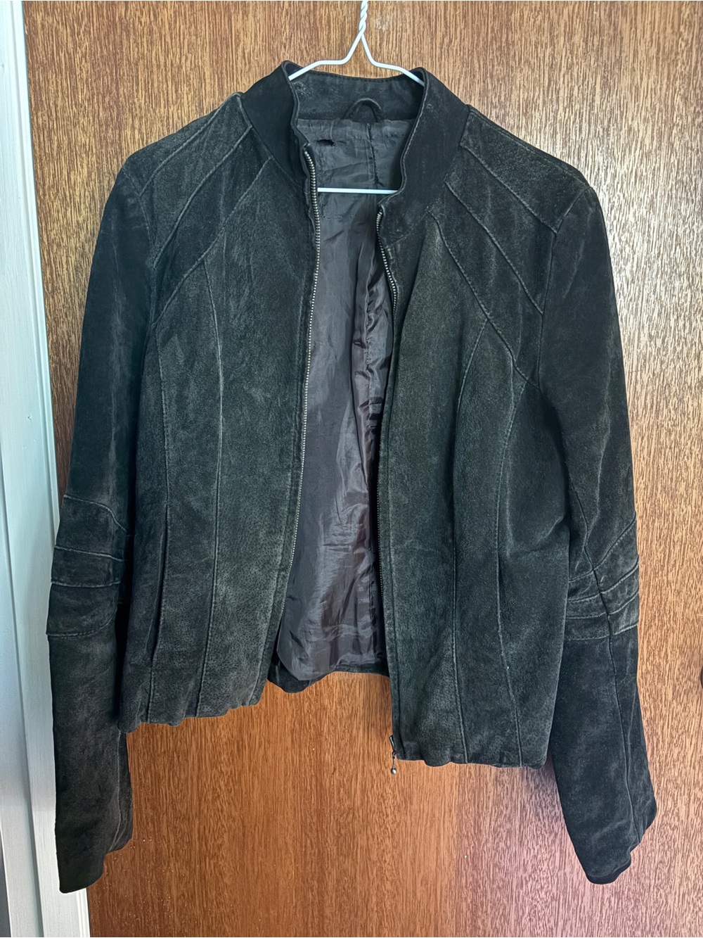 Vintage Black Suede Women's Zip-Front Jacket size S-M